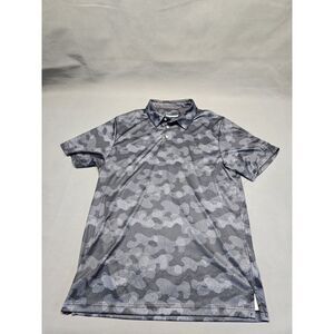 PGA Tour Golf Polo‎ Shirt Short Sleeve Mens L Black Grey Camouflage Pattern